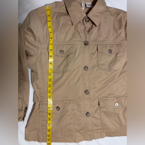 St. John’s Bay, stretch khaki 4 pocket utility jacket, L - Picture 7 of 10